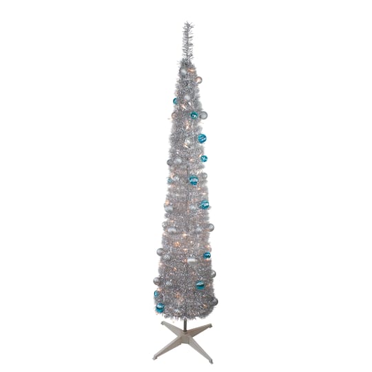 6Ft Pre-Lit Silver & Blue Pre-Decorated Pop-Up Artificial Christmas Tree By Northlight | 6 ft | Michaels®